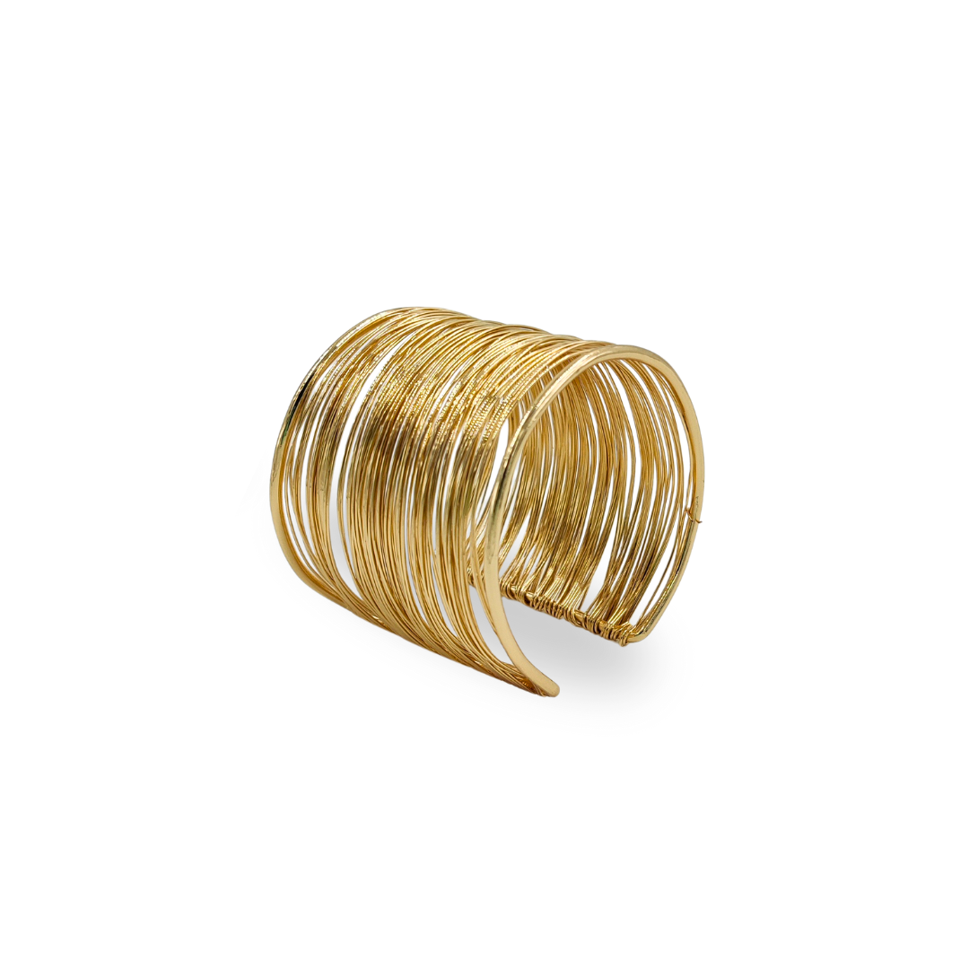 Multi-Wire Gold Cuff Adjustable Bracelet