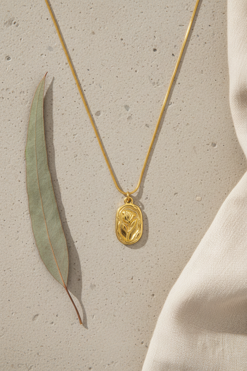 Golden Bloom Tulip Pendant Necklace