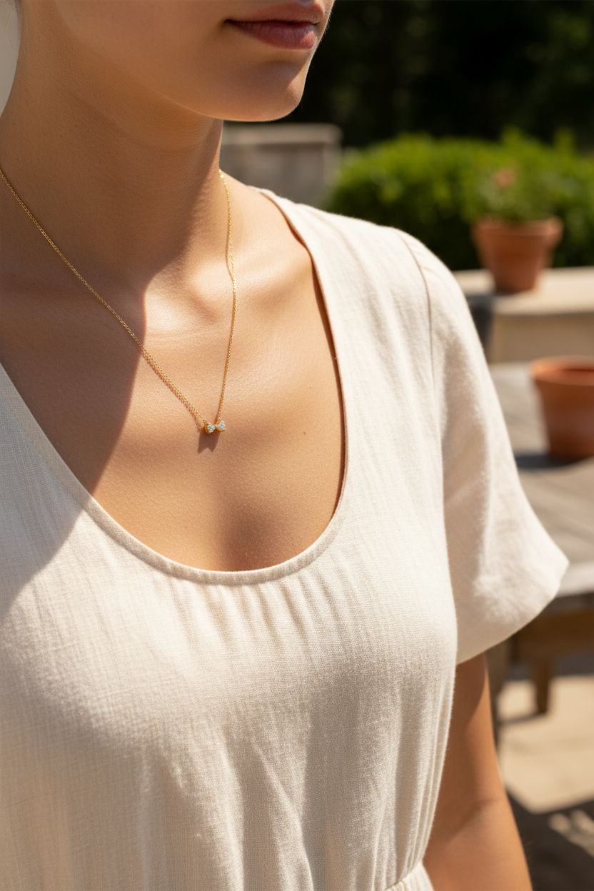 Golden Bow Sparkle Necklace