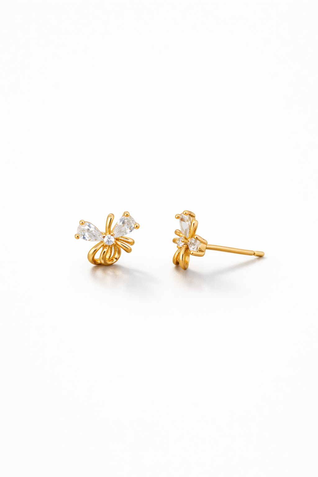 Elegant Bow Crystal Stud Earrings