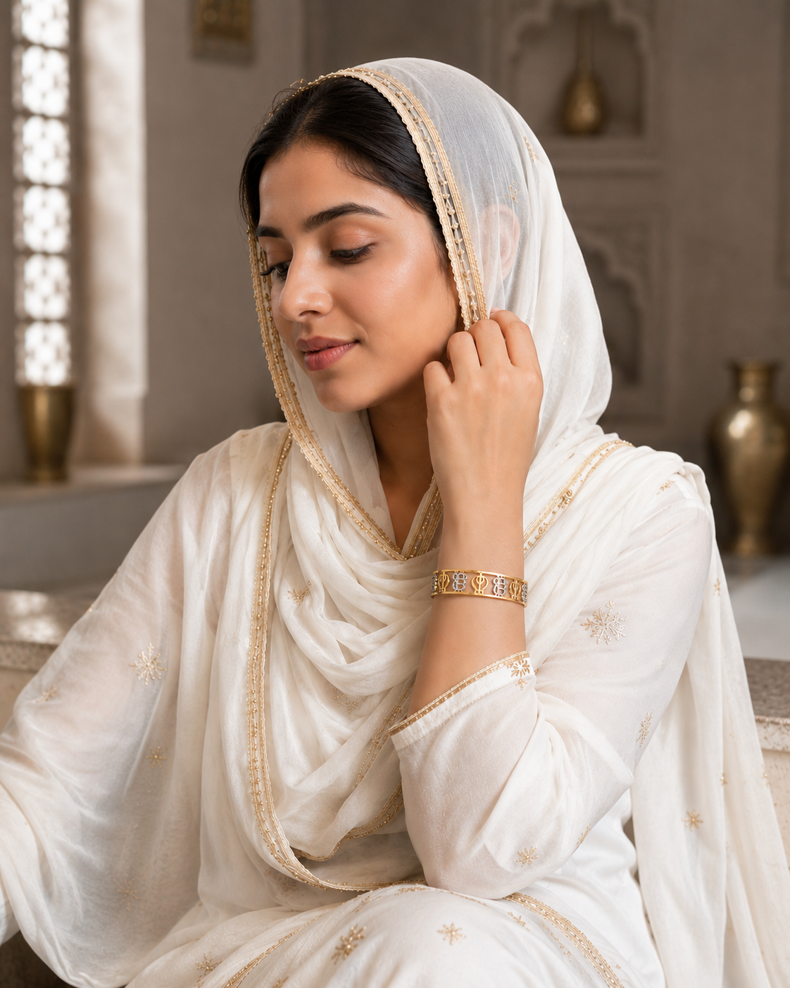 KHANDA (☬) and EK ONKAR (ੴ ) GOLD PLATED UNISEX BRACLATE