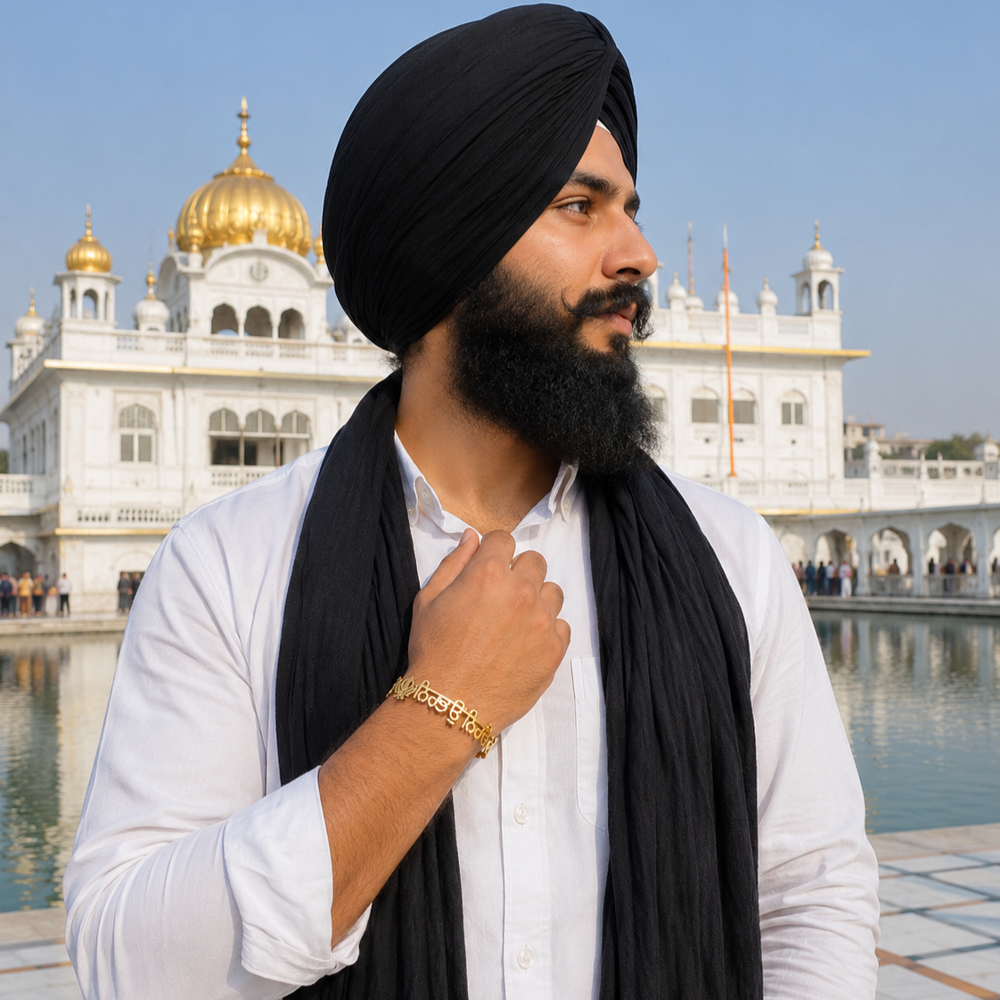 NIRBHAU (ਨਿਰਭਉ). NIRVAIR ( ਨਿਰਵੈਰੁ ) GOLD PLATED UNISEX BRACLATE (ਕੜਾ)