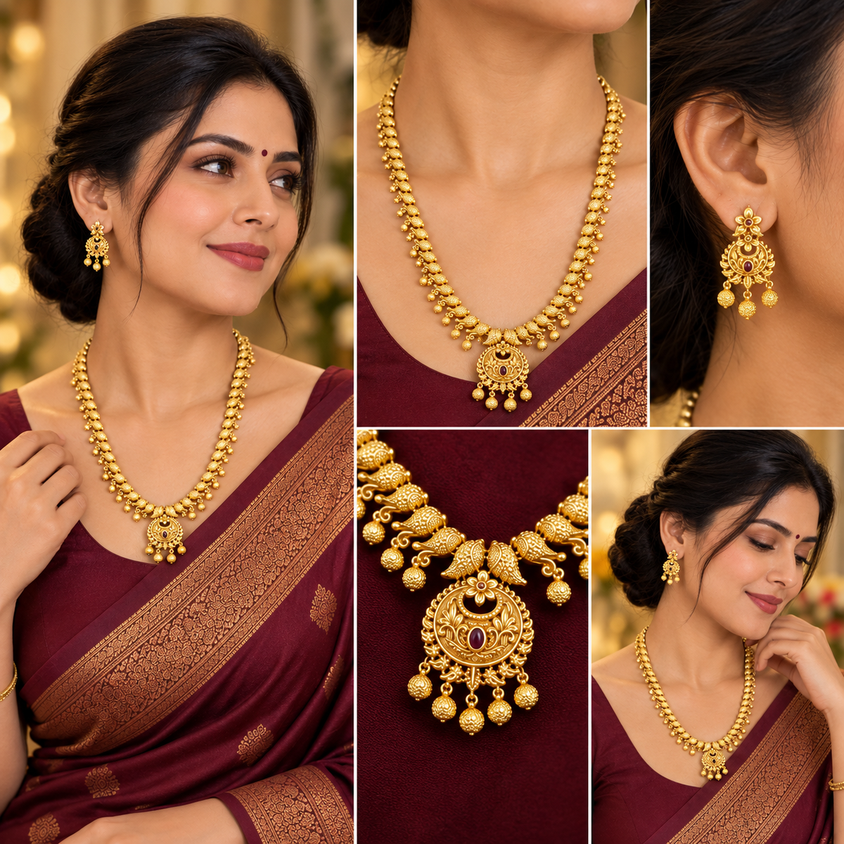 ANTIQUE GOLD PLATED LONG NECKLACE
