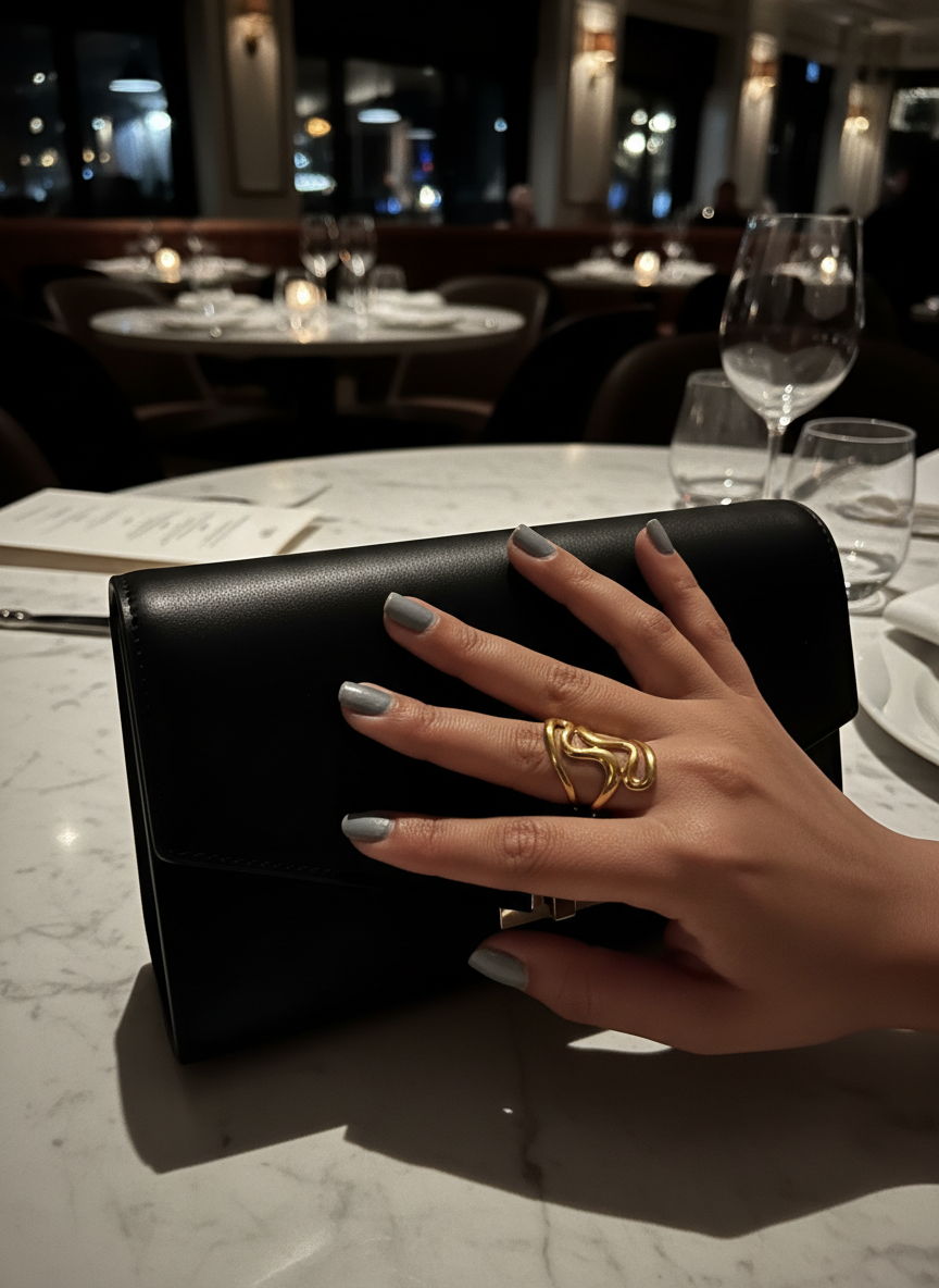 Fluid Curve Design Adjustable Gold Ring