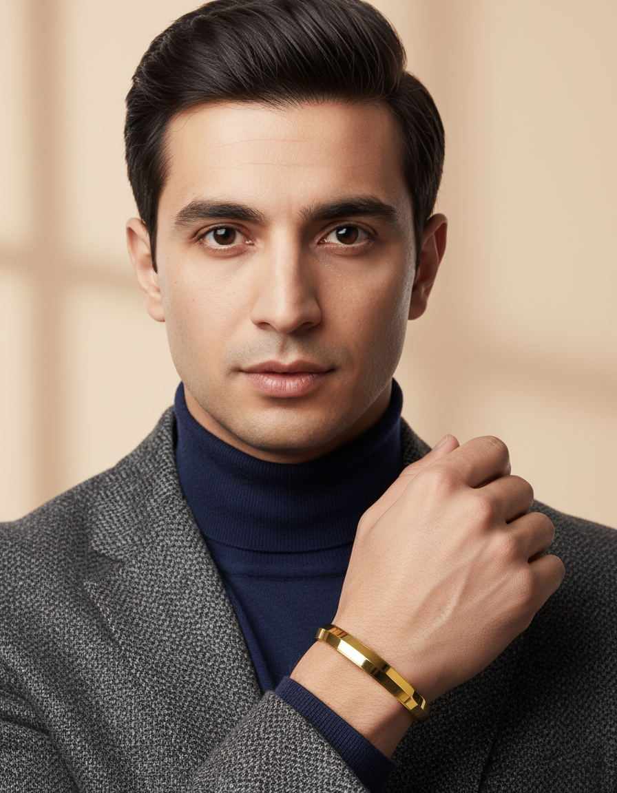GOLD PLATED SIKHI KADA [MENS BRACLATE]