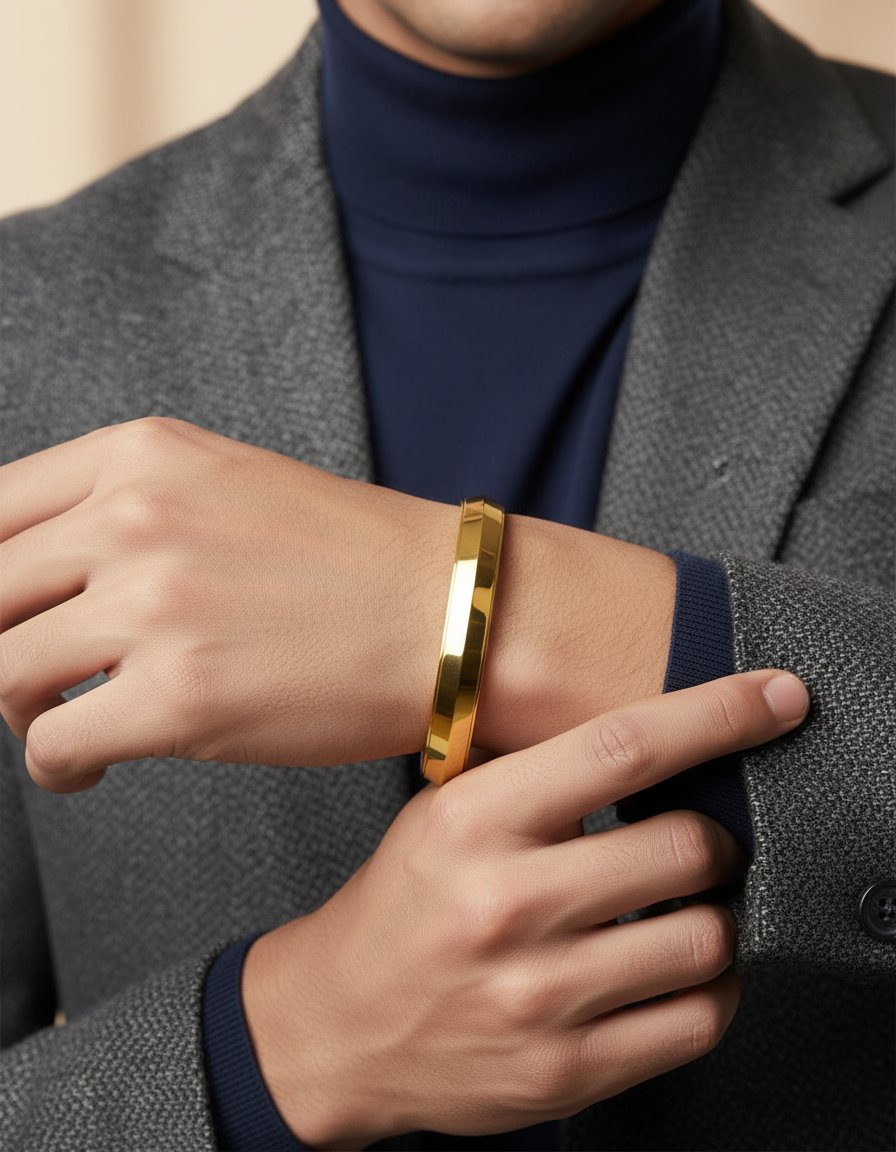 GOLD PLATED SIKHI KADA [MENS BRACLATE]