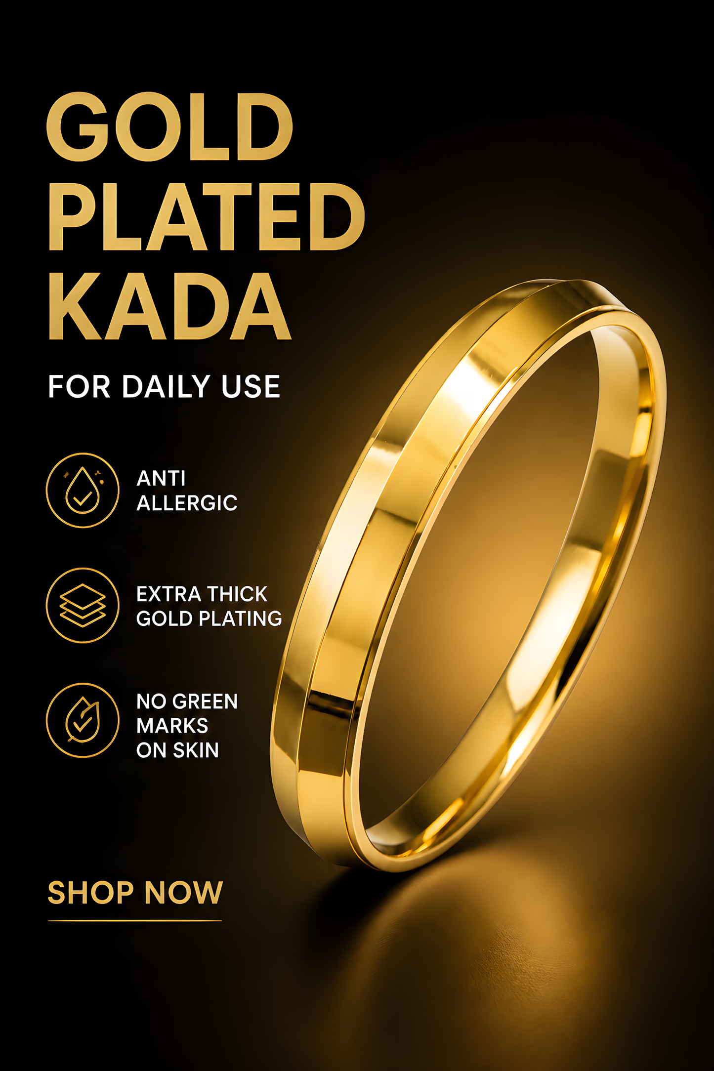 GOLD PLATED SIKHI KADA [MENS BRACLATE]