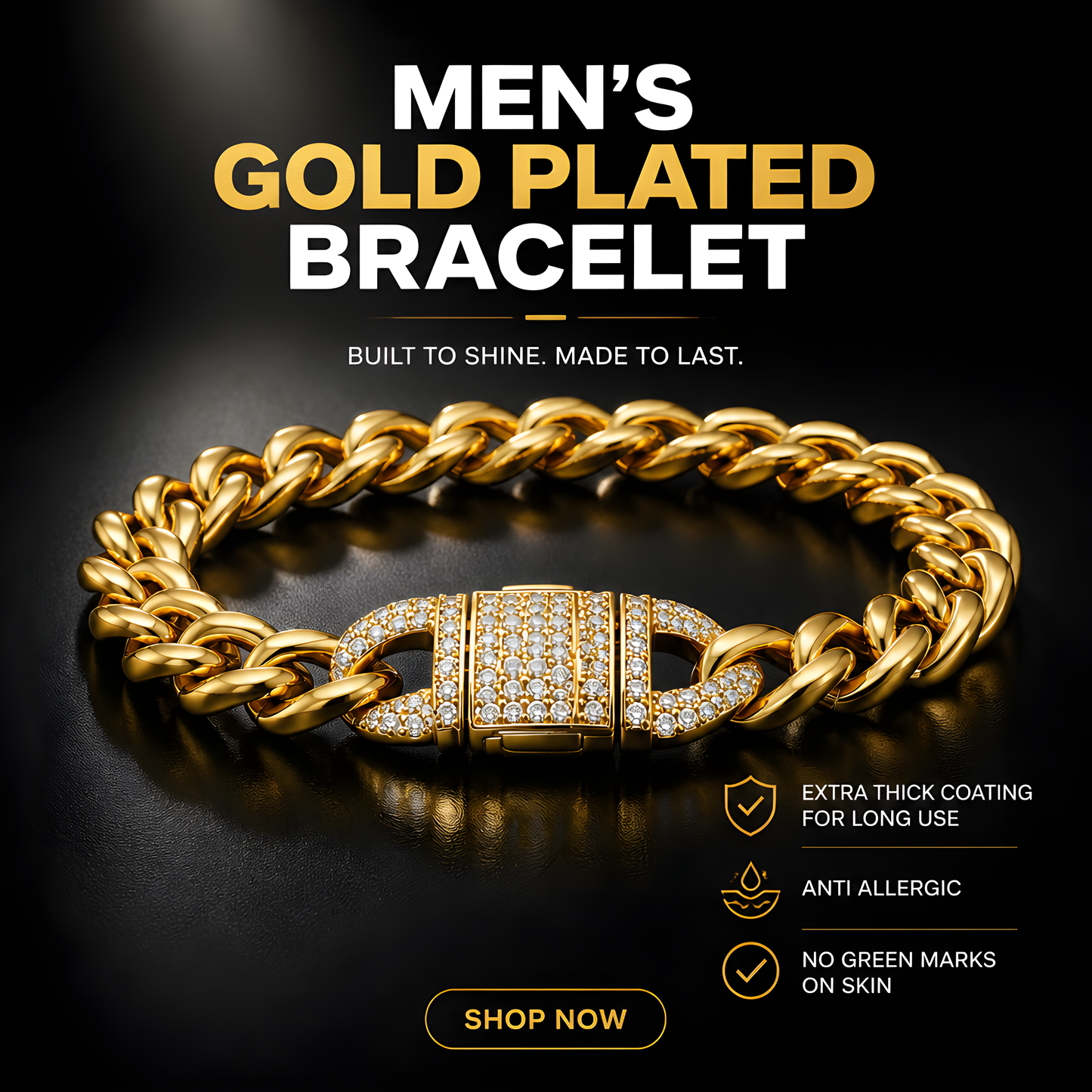 MEN'S GOLD PLATED  BRACLATE