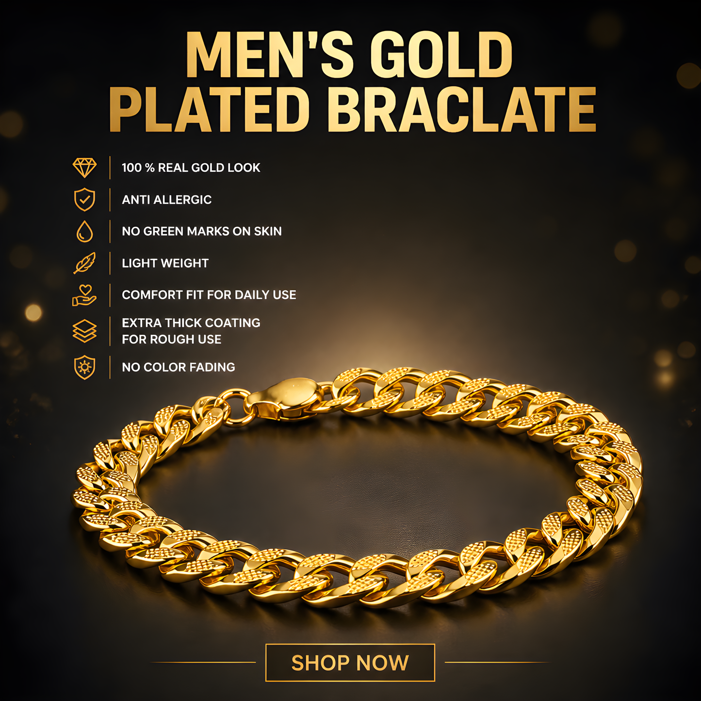 MEN'S GOLD PLATED BRACLATE