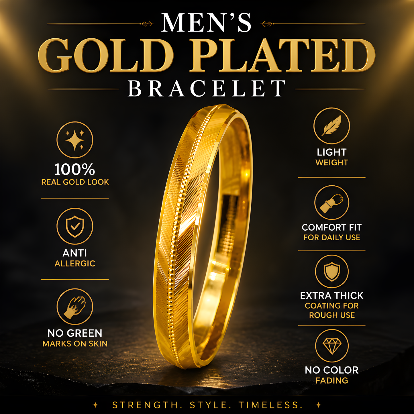 GOLD PLATED MEN'S BRACLATE (KARA)