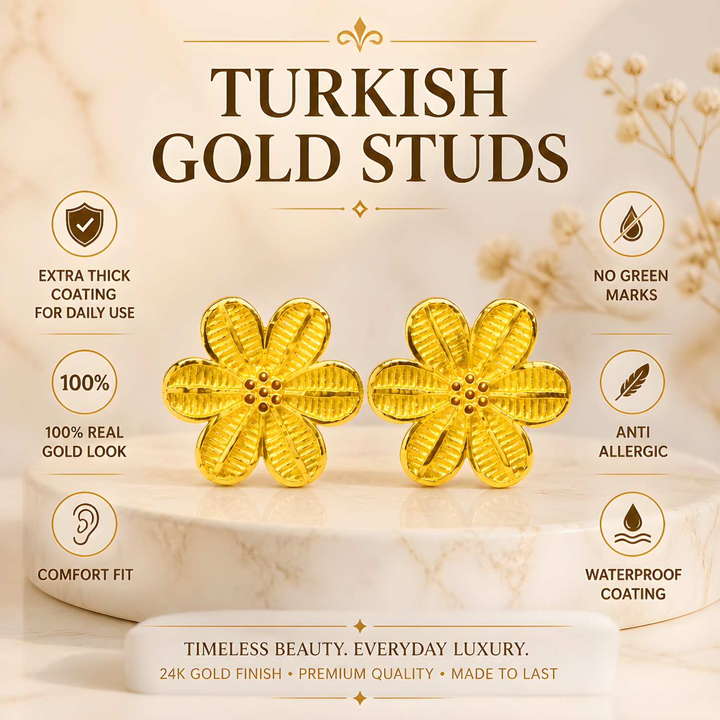 GOLD PLATED TURKISH STUDS