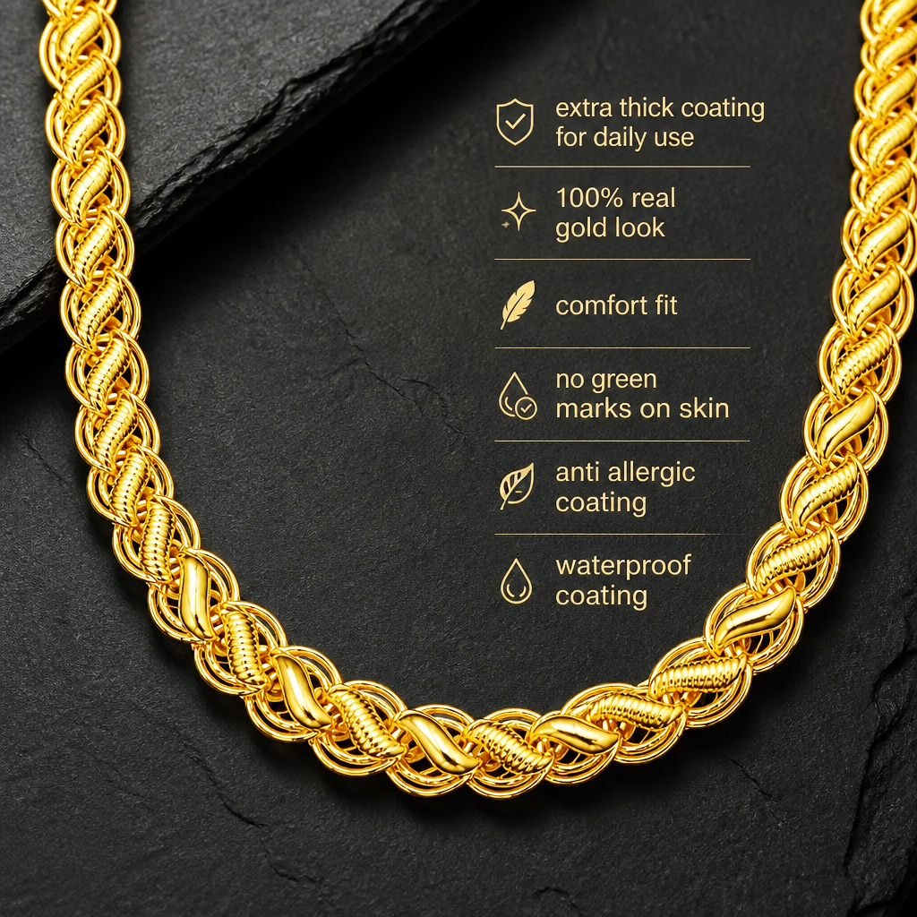 GOLD PLATED MENS LOTUS CHAIN