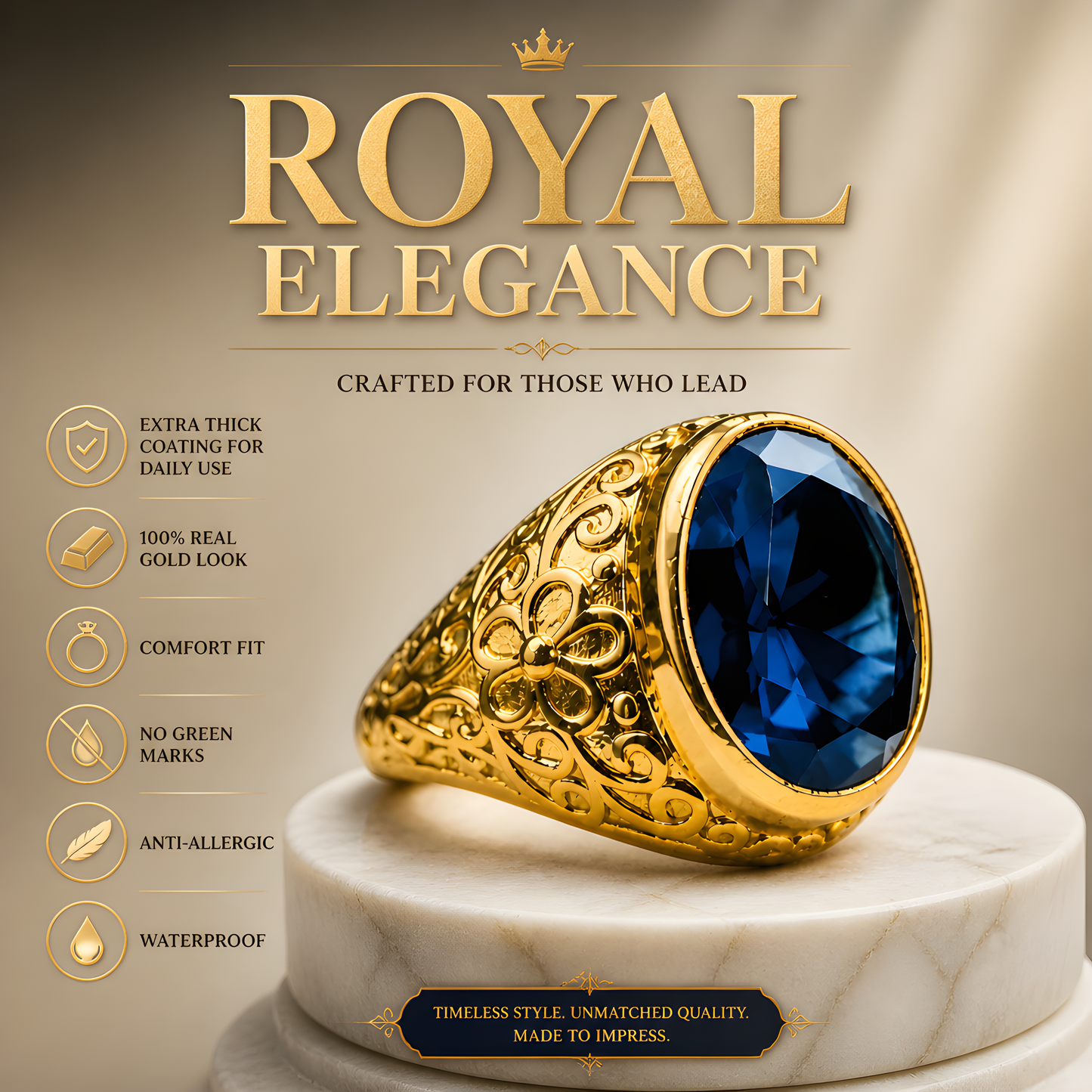 GOLD PLATED MEN'S RING