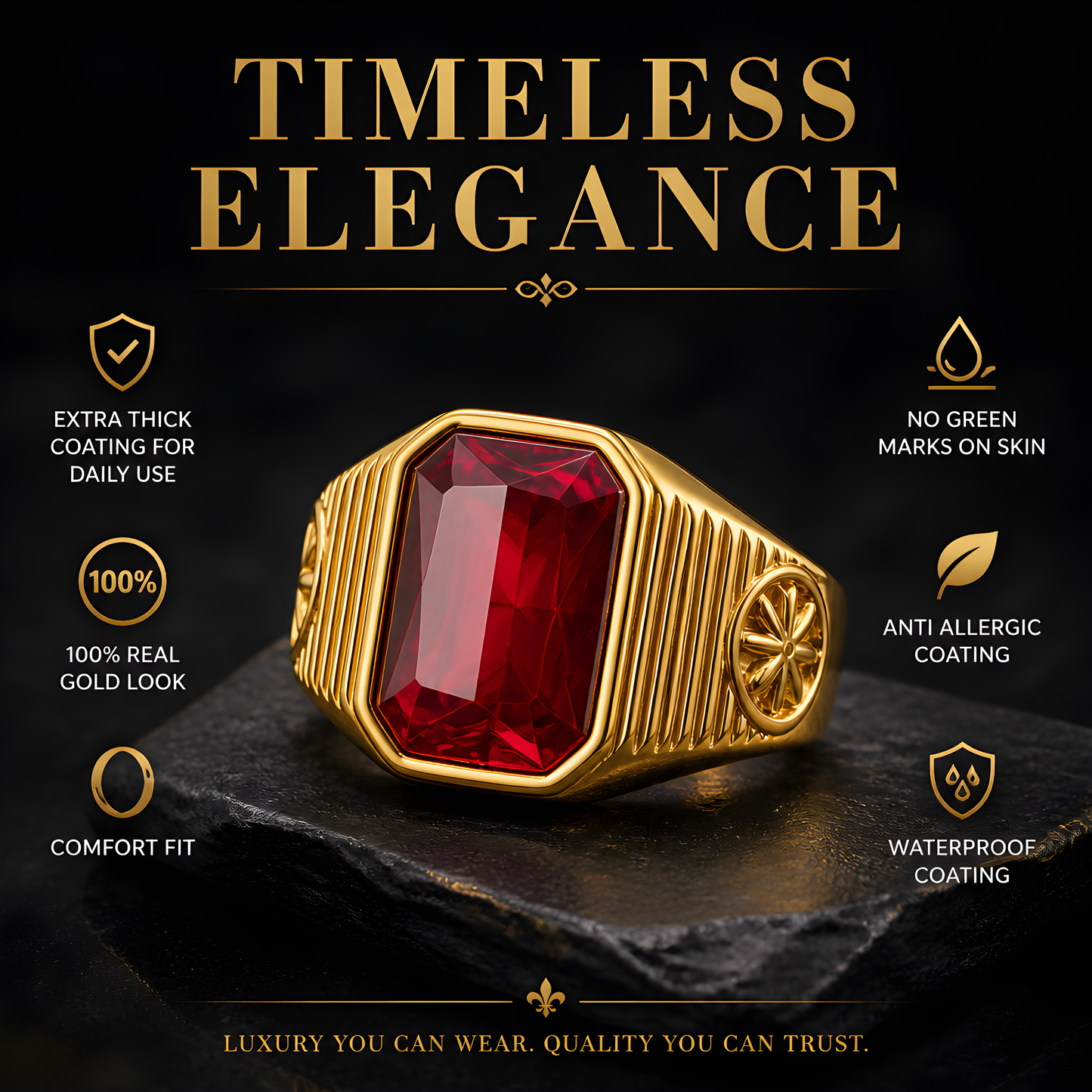 GOLD PLATED MEN'S RING