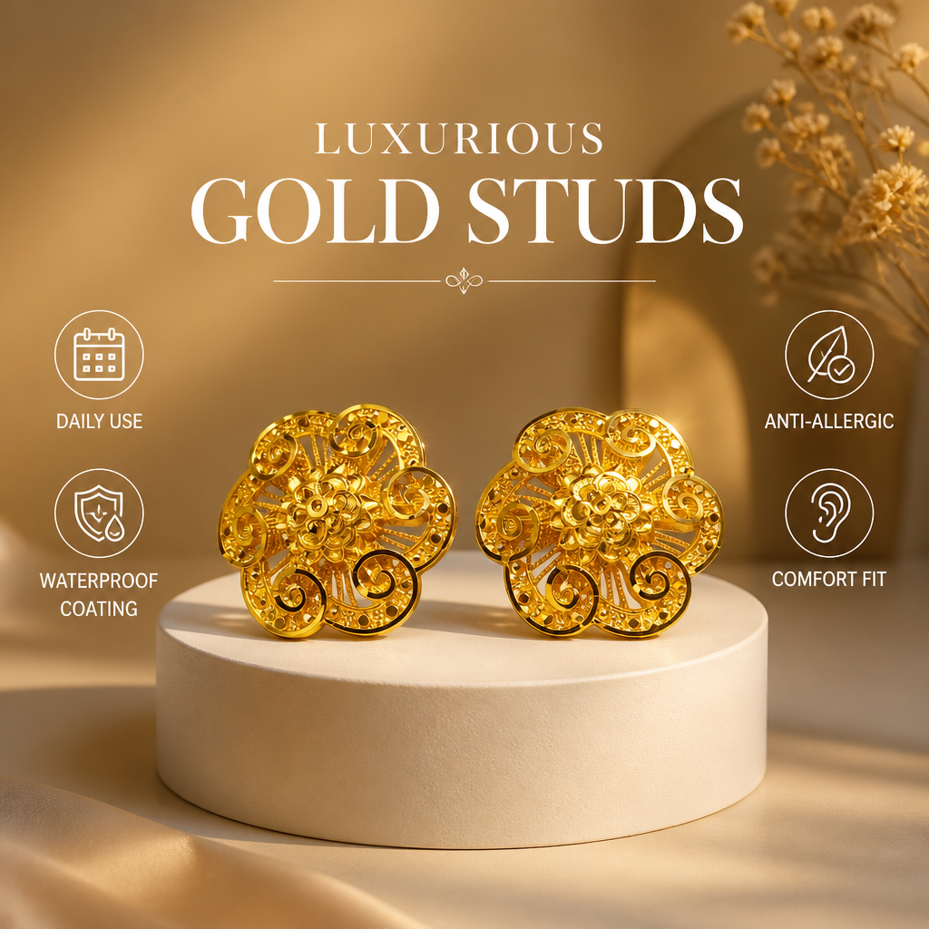 GOLD PLATED TURKISH STUD (big size)