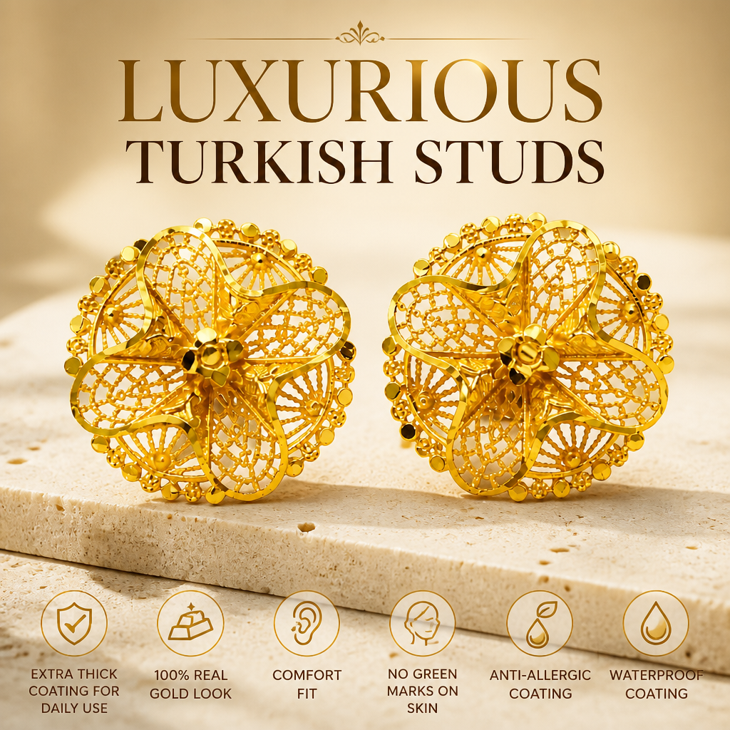 GOLD PLATED TURKISH STUDS (big size)