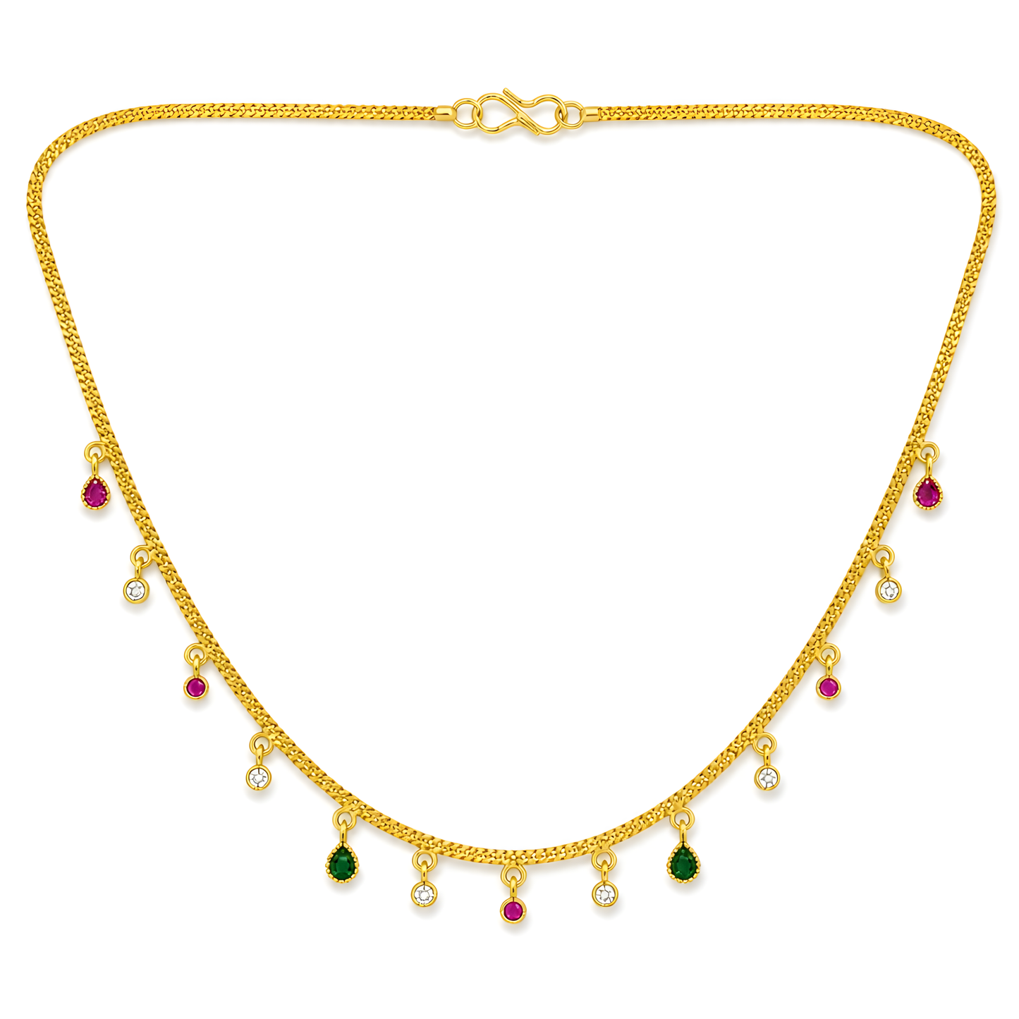 GOLD PLATED CHARMS CHAIN ( RED AND GREEN )