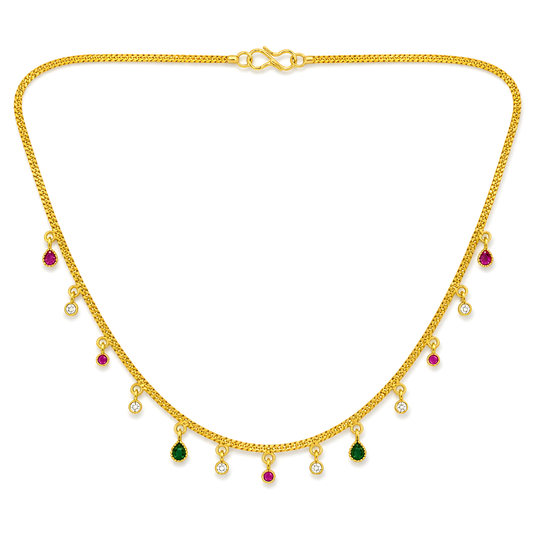 GOLD PLATED CHARMS CHAIN ( RED AND GREEN )