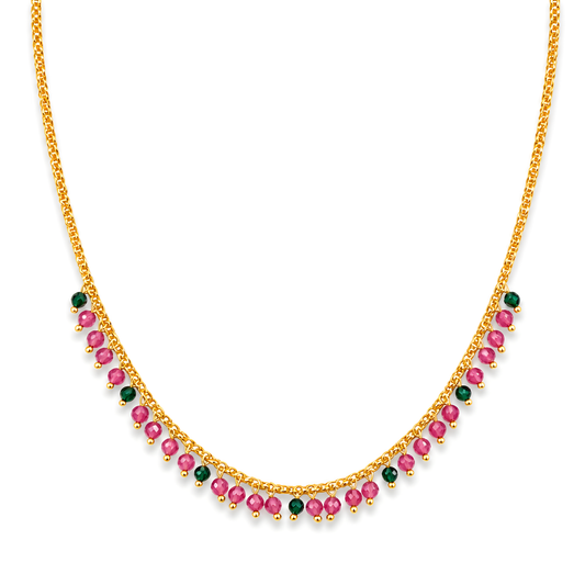 GOLD PLATED ( RED AND GREEN )STONE CHAIN
