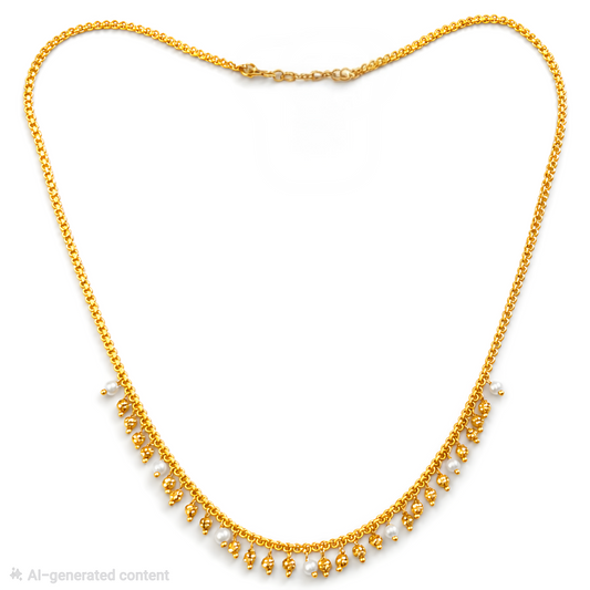 GOLD PLATED PEARL DROP CHARM'S CHAIN