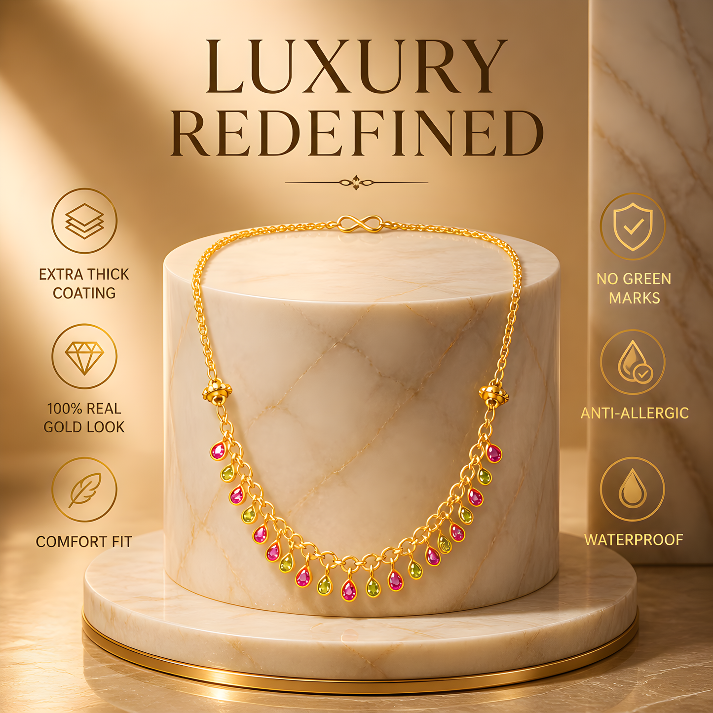 GOLD PLATED COLOR DROP CHAIN