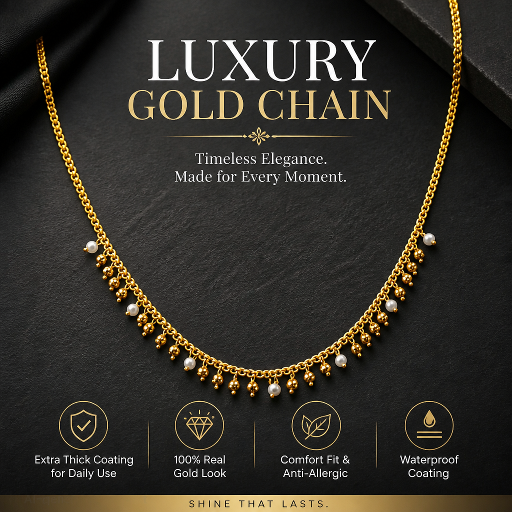 GOLD PLATED PEARL DROP CHARM'S CHAIN