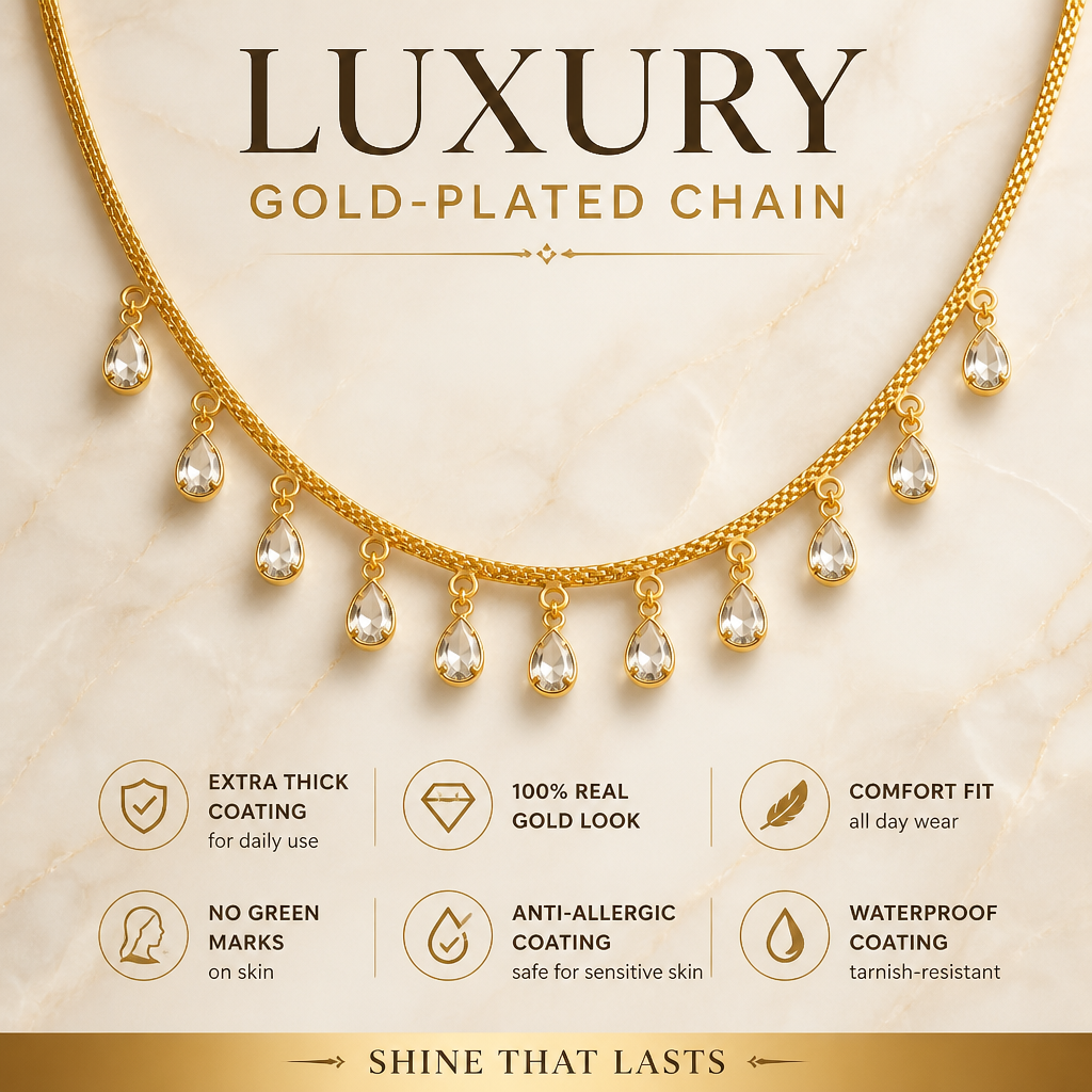 GOLD PLATED DROP CHARM CHAIN