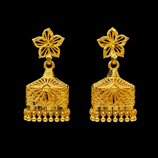 GOLD PLATED TURKISH SQUARE JHUMKA (medium size)