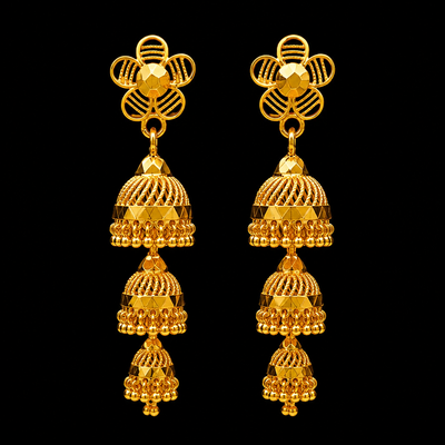 GOLD PLATED TRIPLE JHUMKI (medium size)