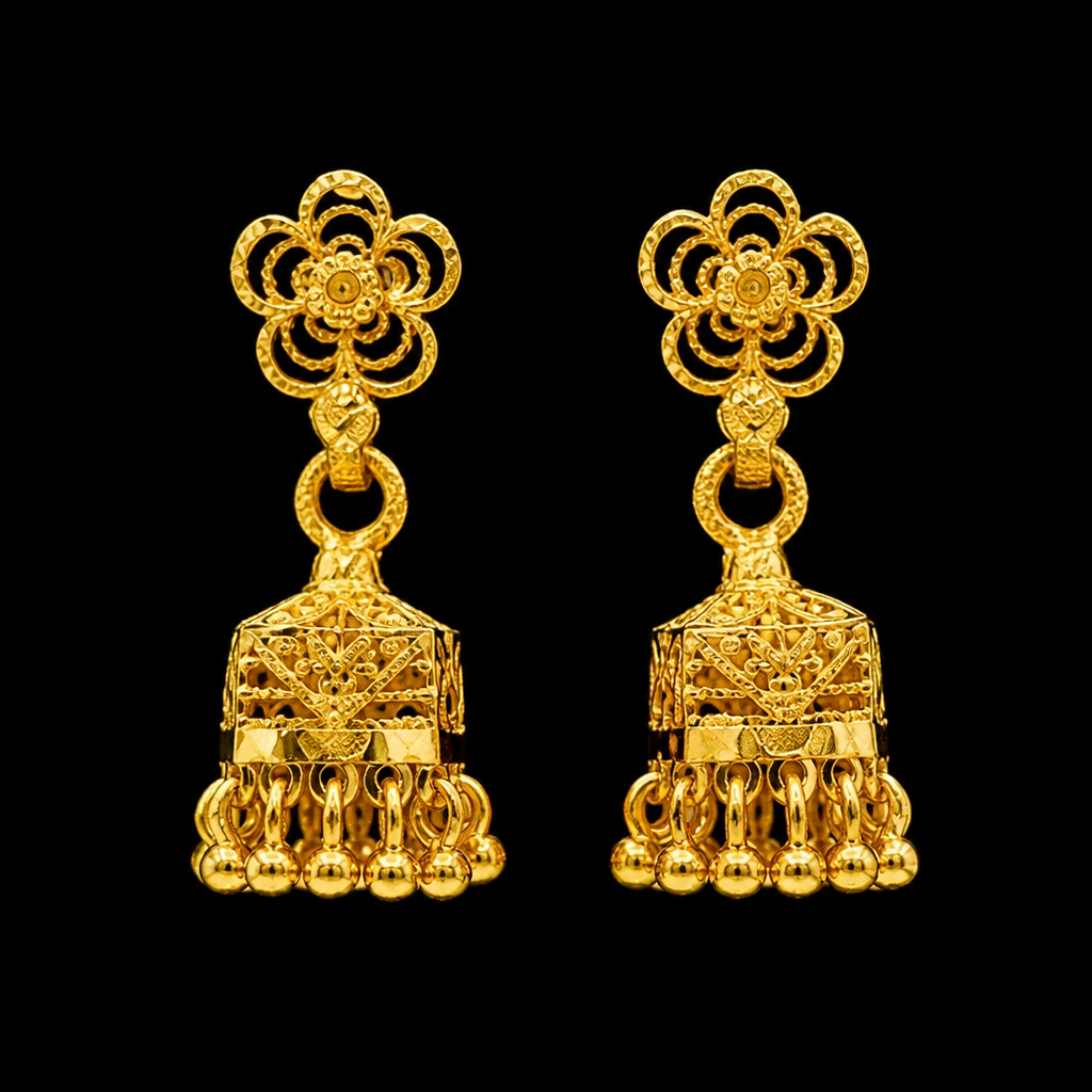 GOLD PLATED TURKISH SQUARE JHUMKI (very small)