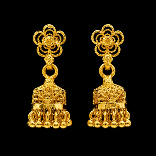GOLD PLATED TURKISH SQUARE JHUMKI (very small)