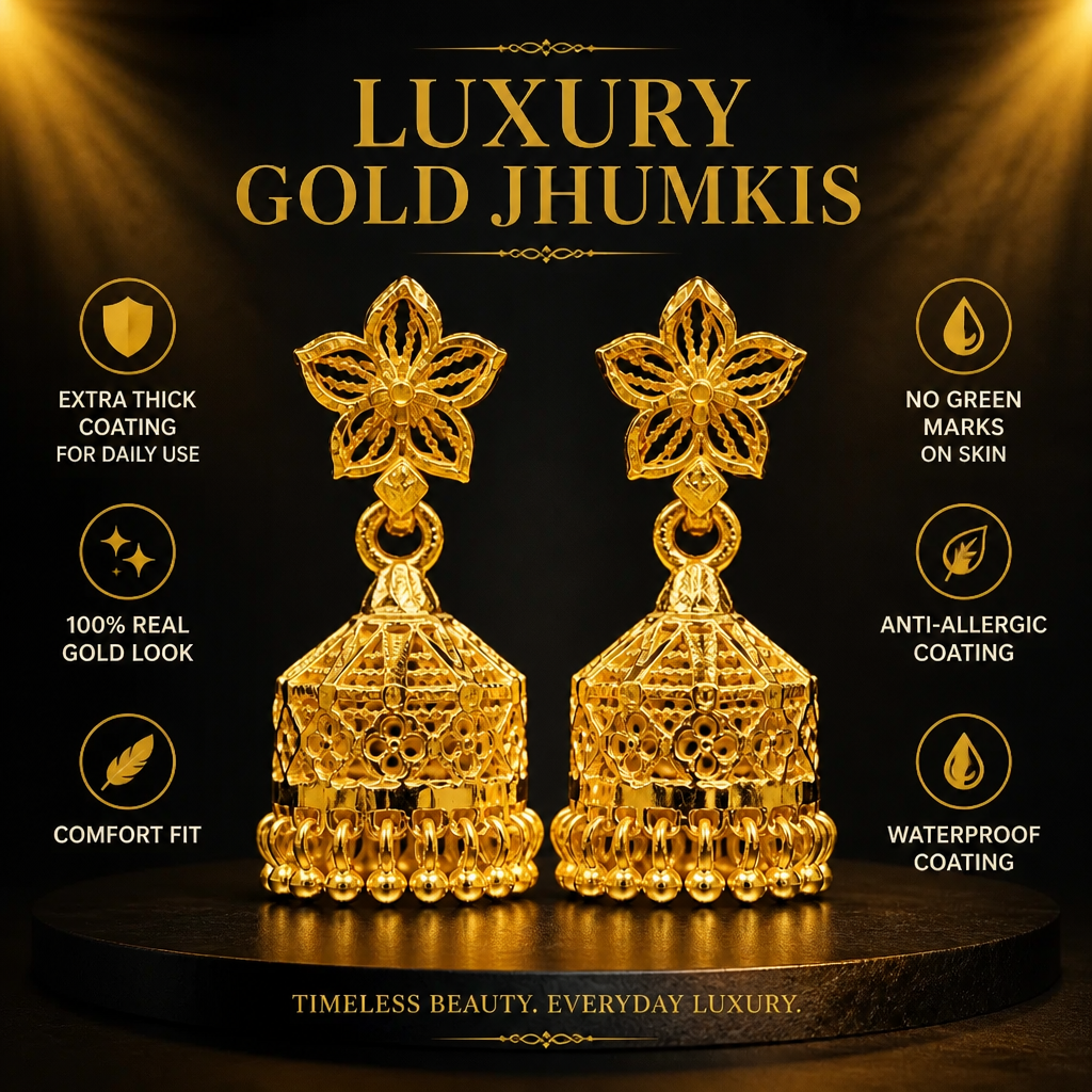 GOLD PLATED TURKISH JHUMKA (medium size
