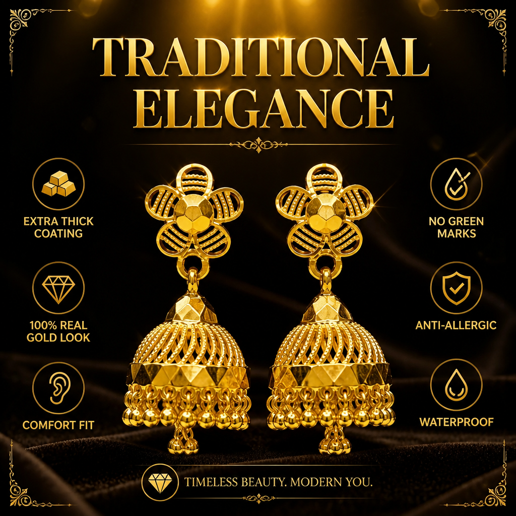GOLD PLATED REGULAR TURKISH JHUMKI (medium)