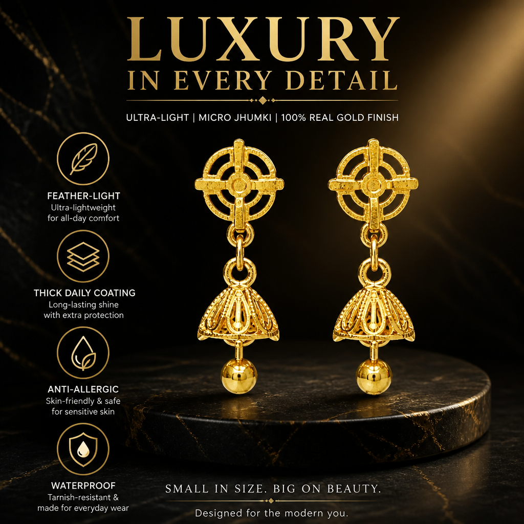 GOLD PLATED TURKISH JHUMKI (very small)