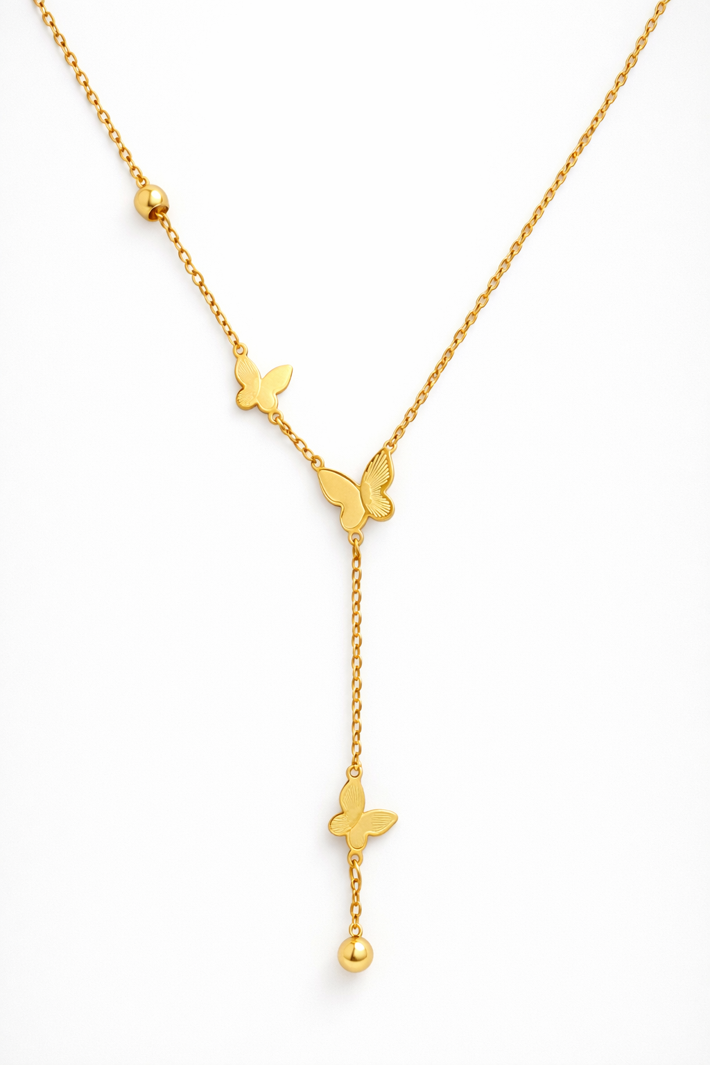 Golden Papillon Lariat Necklace