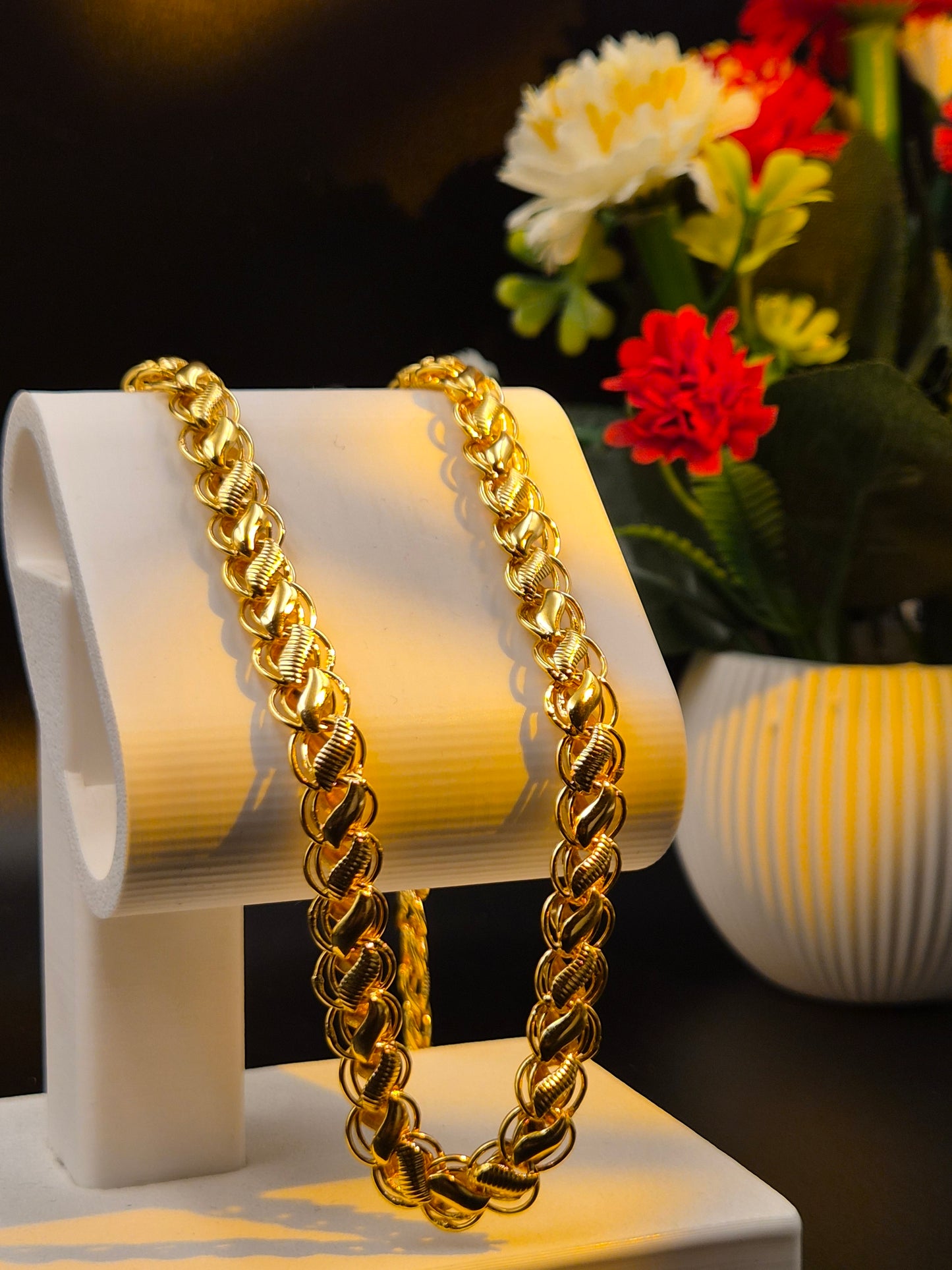 GOLD PLATED MENS LOTUS CHAIN