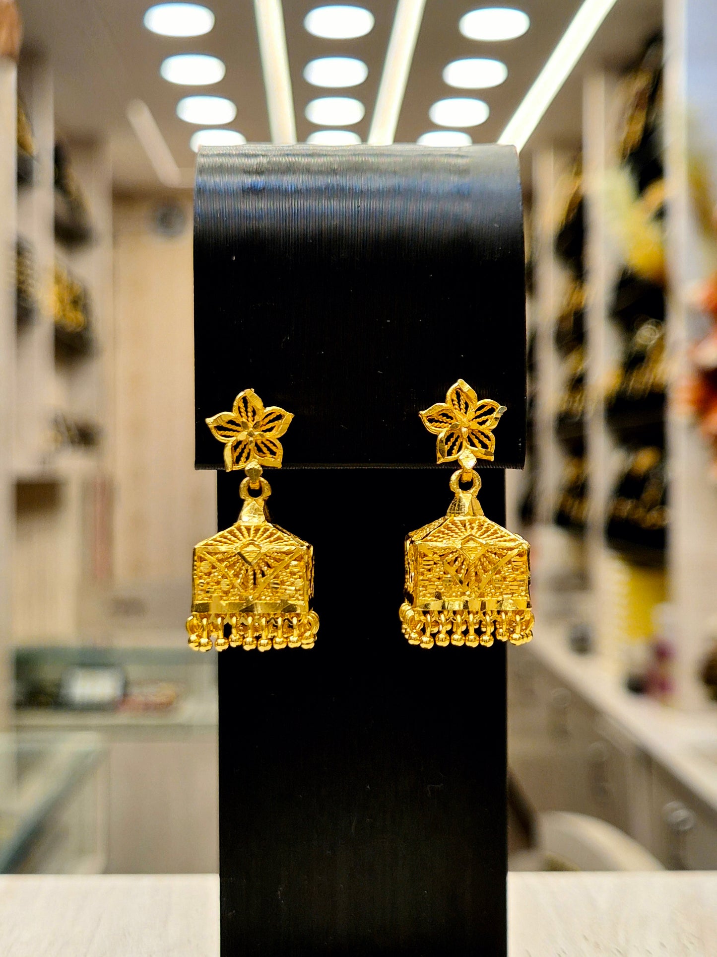 GOLD PLATED TURKISH SQUARE JHUMKA (medium size)