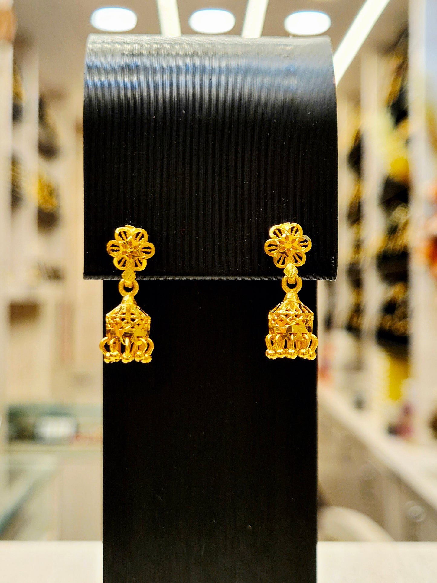 GOLD PLATED TURKISH SQUARE JHUMKI (very small)