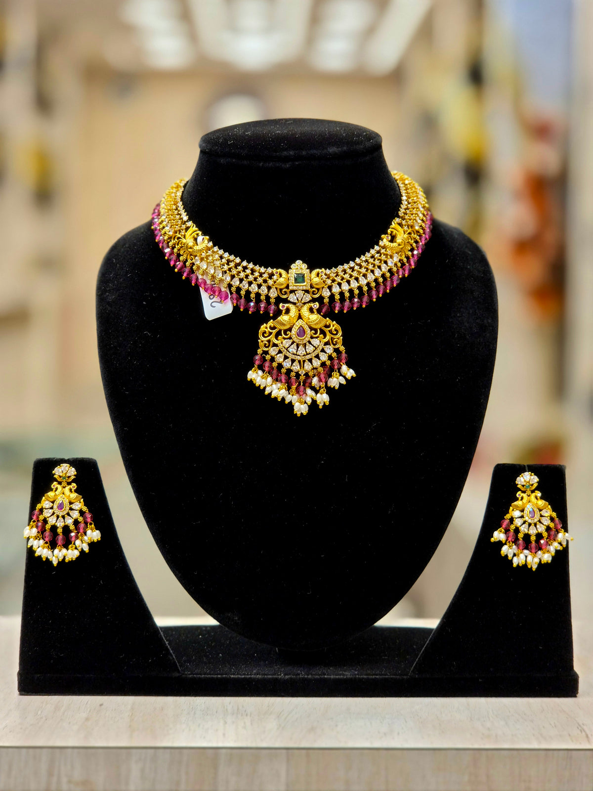 GOLD PLATED A.D PEACOCK ANTIQUE NECKLACE