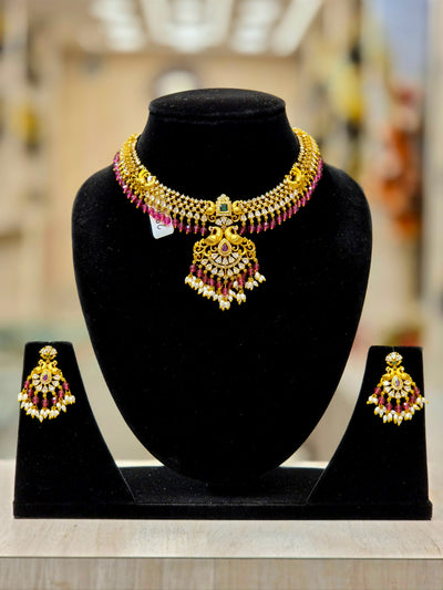 GOLD PLATED A.D PEACOCK ANTIQUE NECKLACE