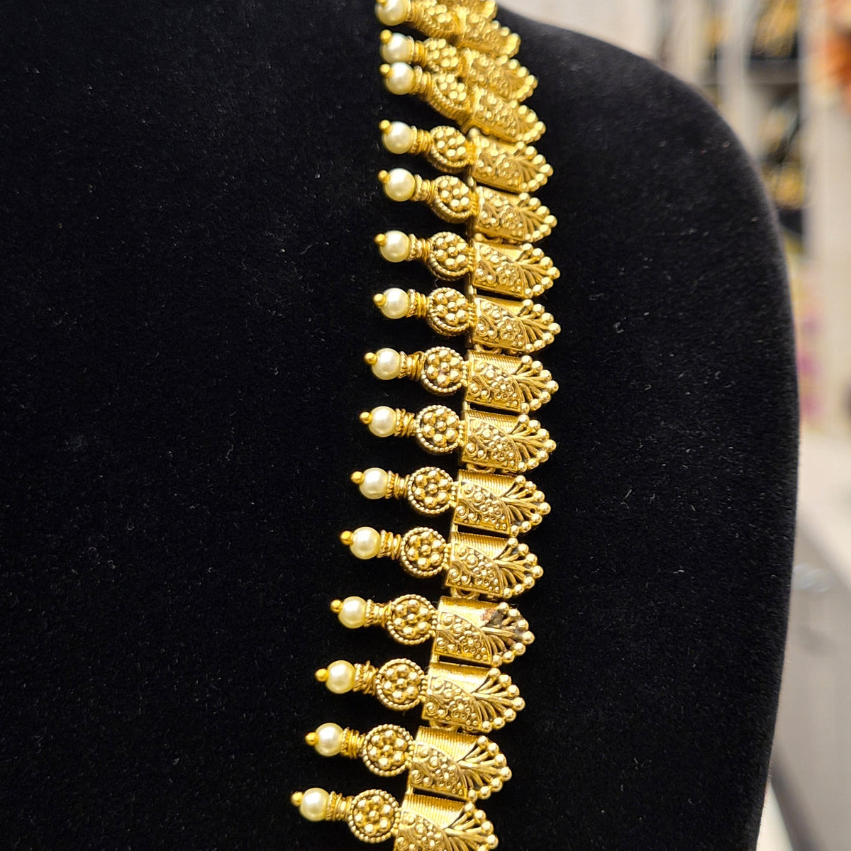 ANTIQUE GOLD PLATED LONG NECKLACE