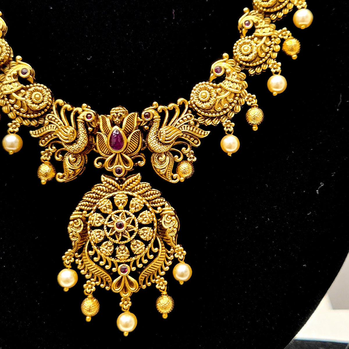 ANTIQUE GOLD PLATED LONG NECKLACE