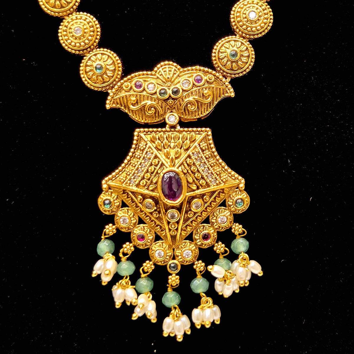 ANTIQUE GOLD PLATED LONG NECKLACE