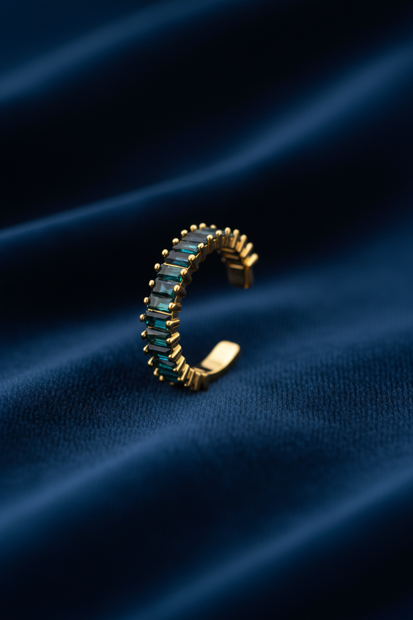 Royal Blue Baguette Adjustable Gold Ring