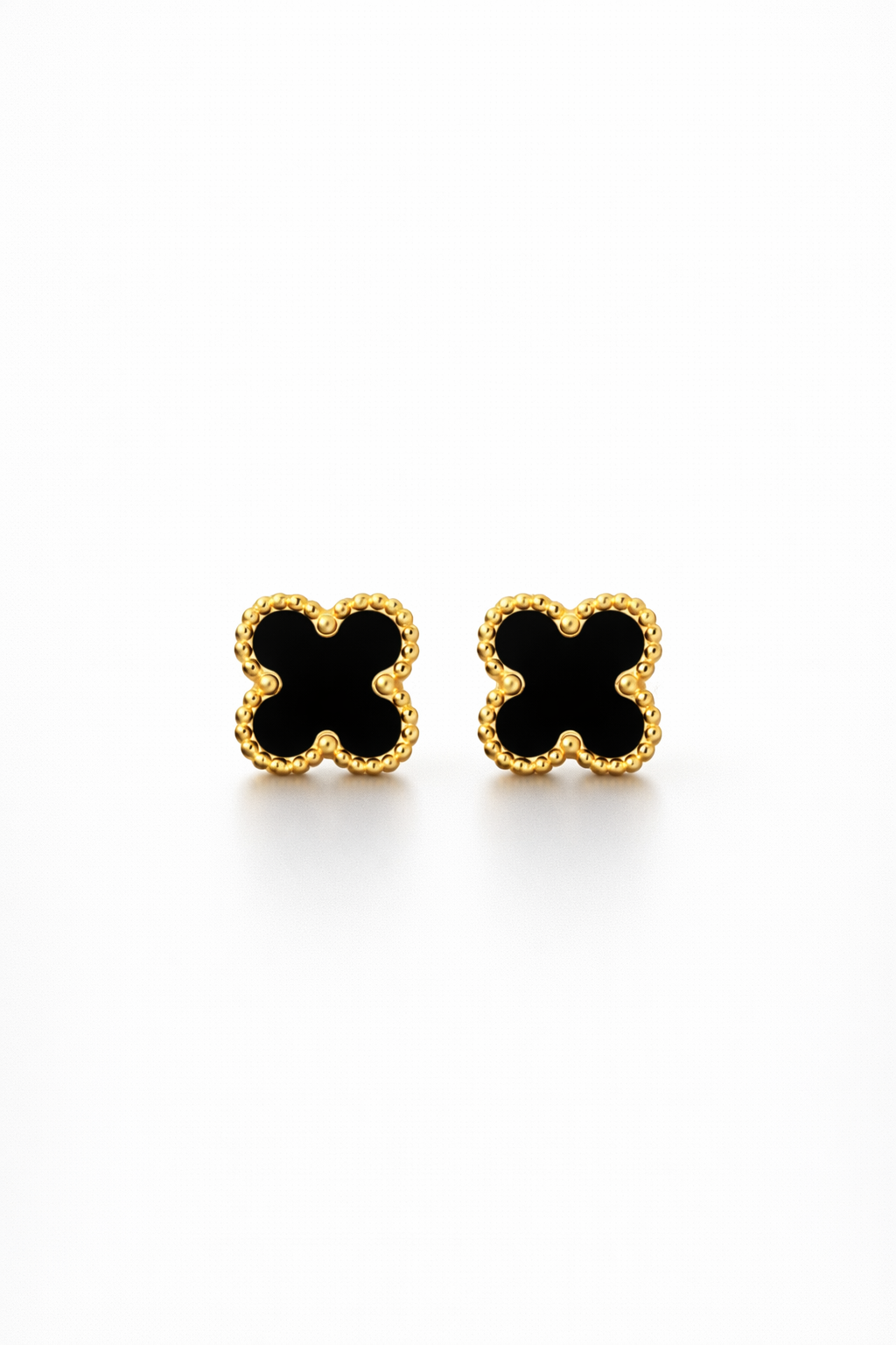 Obsidian Clover Luxury Studs Earrings
