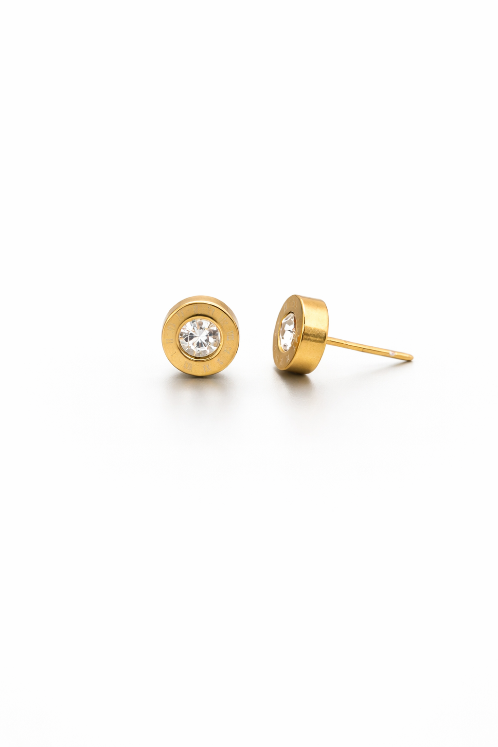Imperial Roman Dial Gold Studs Earrings