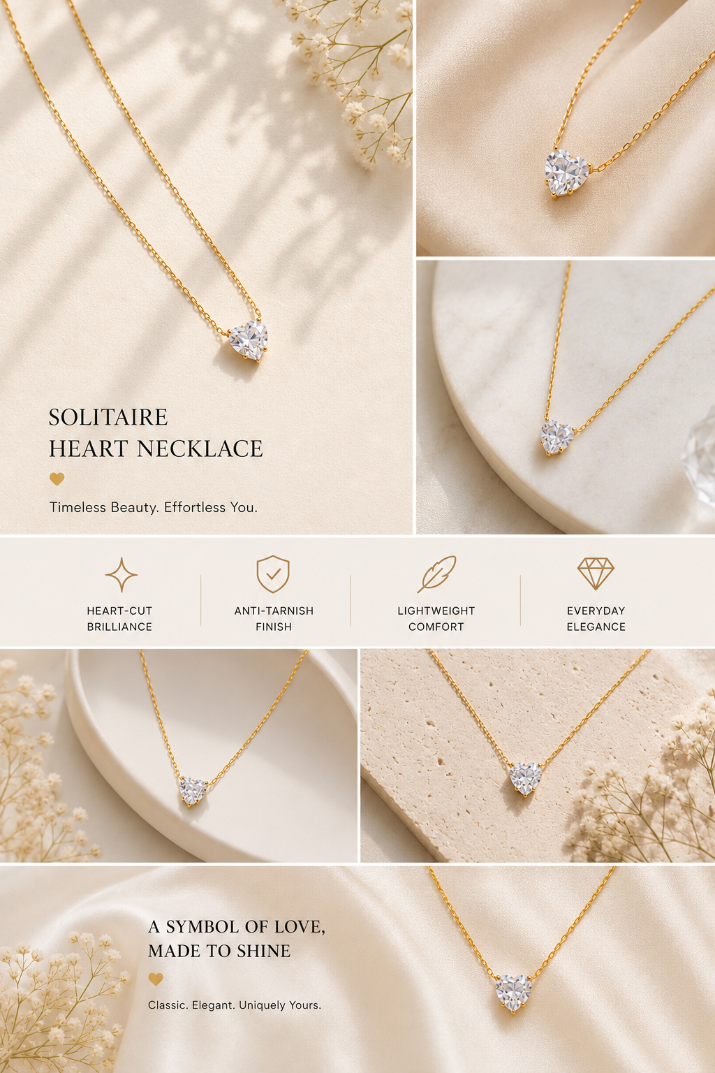 Heart Solitaire Pendant Necklace