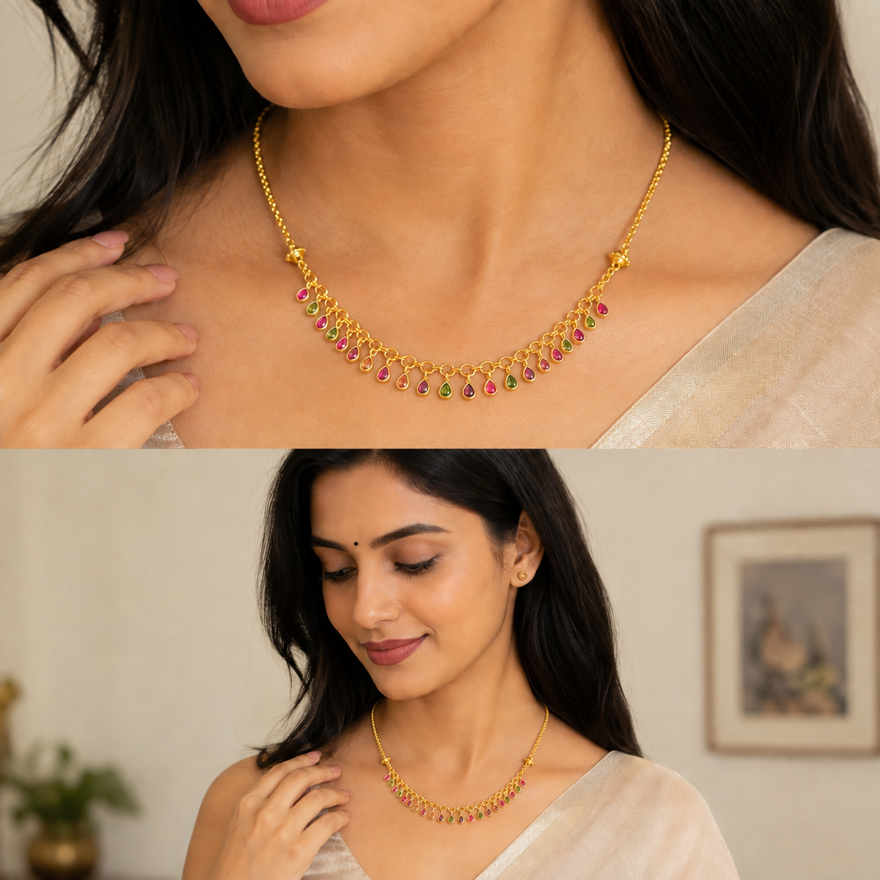 GOLD PLATED COLOR DROP CHAIN