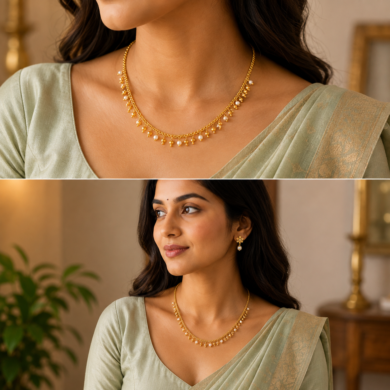 GOLD PLATED PEARL DROP CHARM'S CHAIN