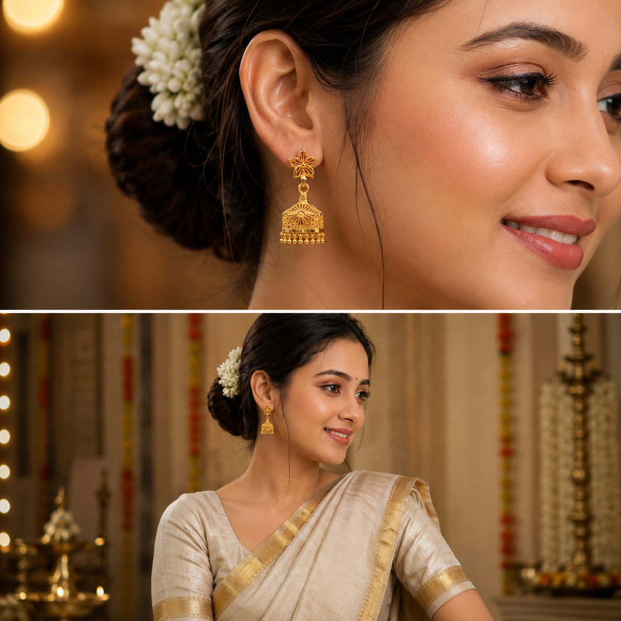 GOLD PLATED TURKISH SQUARE JHUMKA (medium size)